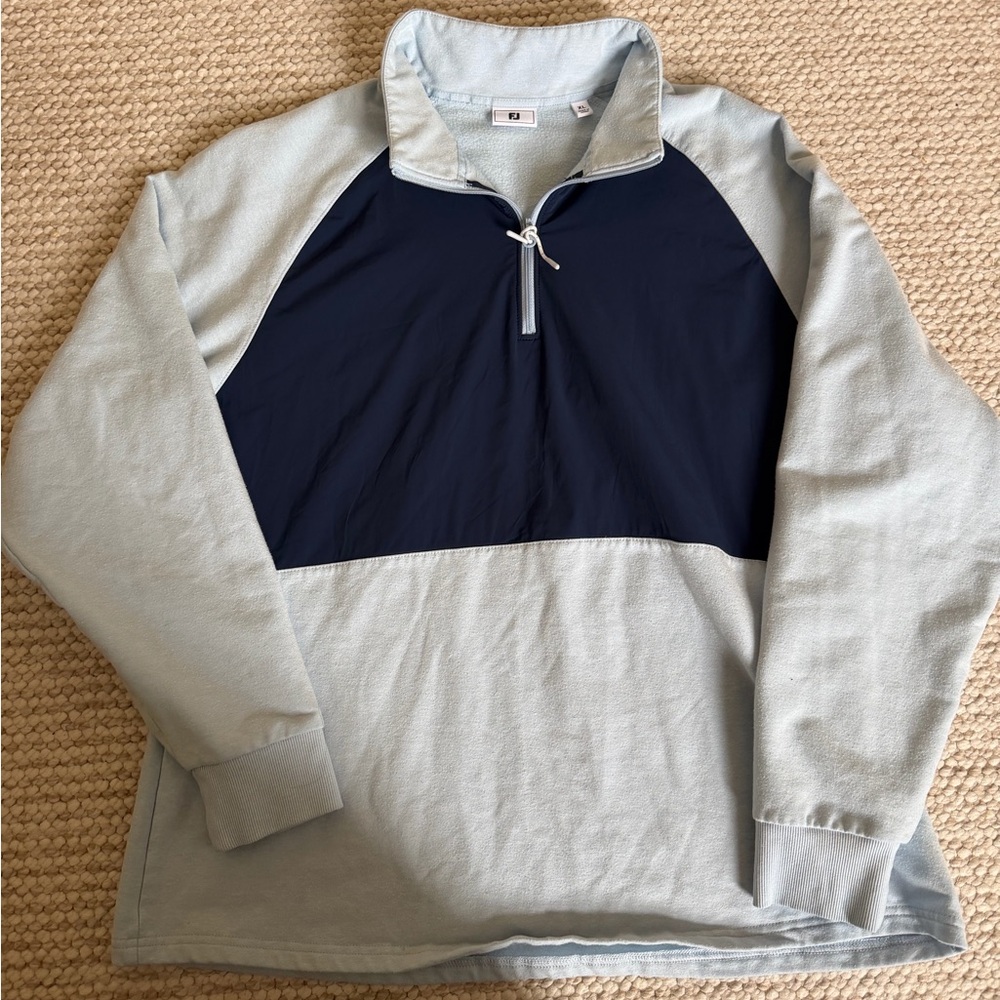 FootJoy Navy Light Blue Cozy Midlayer Quarter Zip Golf Pullover Womens XL